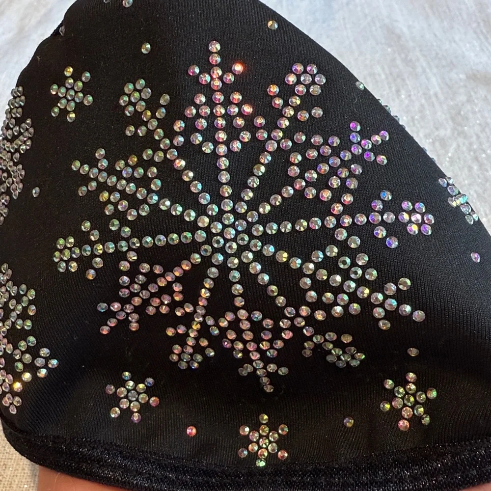 Two Natalie Mills Rhinestone Holiday Christmas Stockings Face Masks